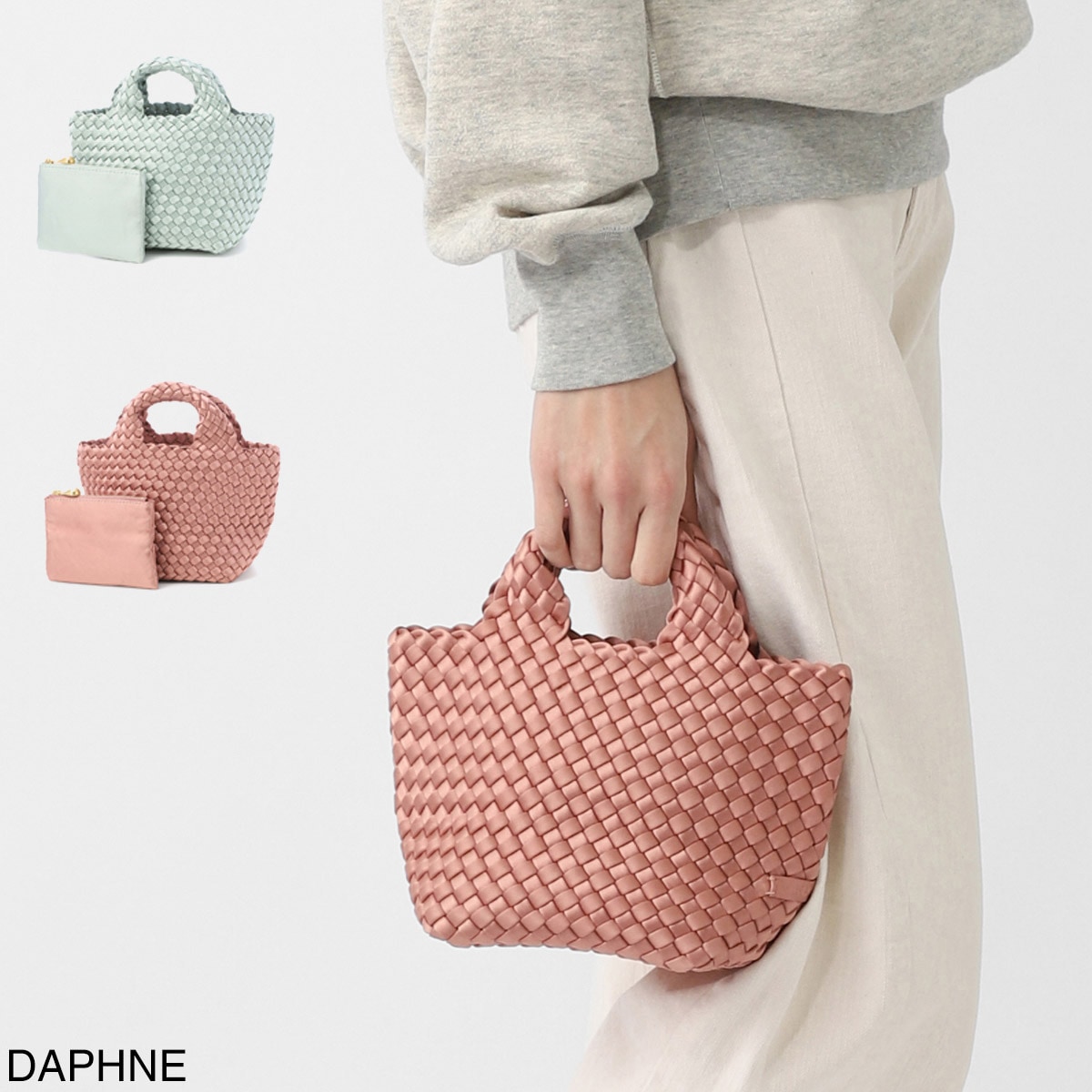 NAGHEDI ナゲディ トートバッグ/ハンドバッグ/St. Barths Petit Tote Satin セント バルト プチトート 小さめ メッシュ ネオプレン 軽量 編み込み レディース