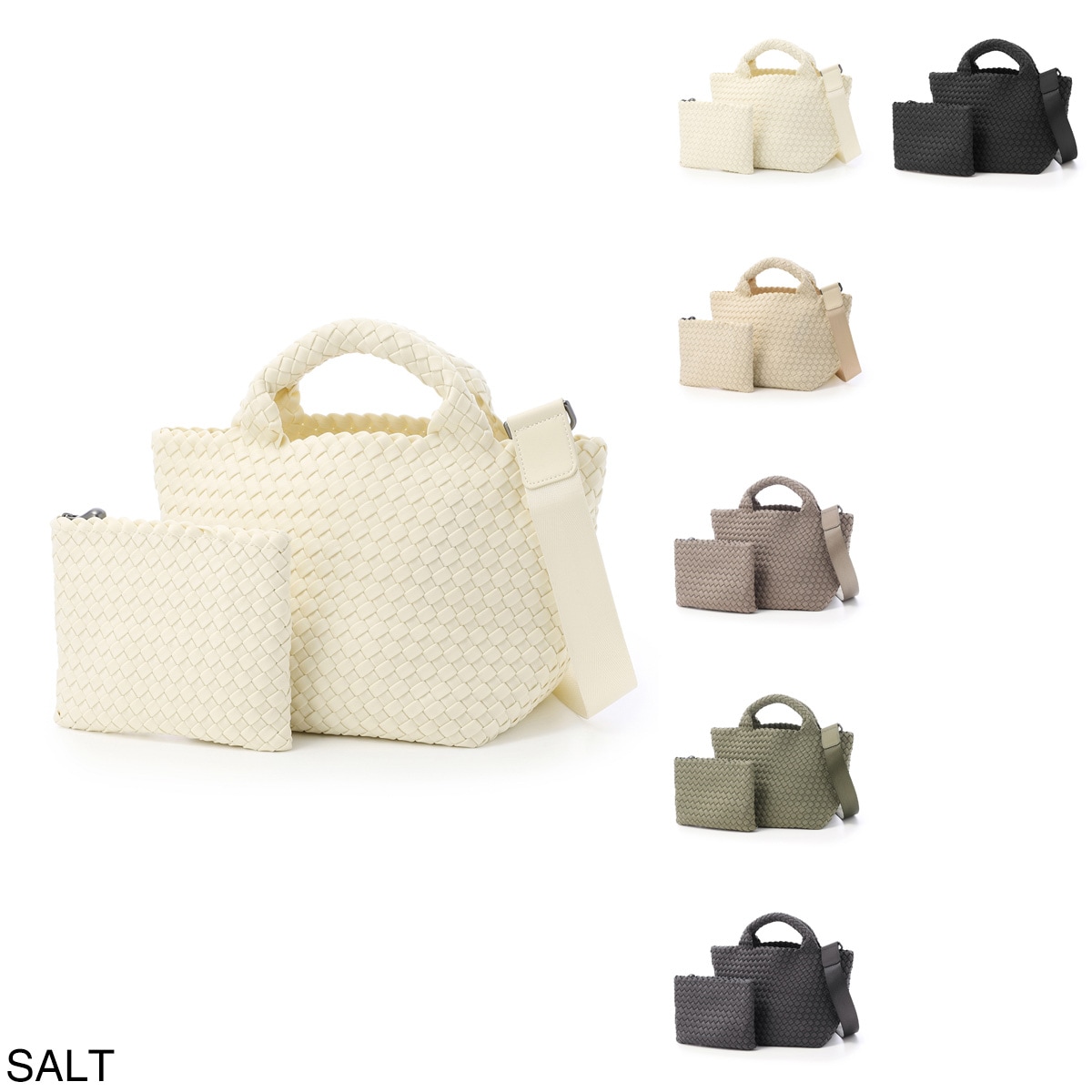 NAGHEDI ナゲディ トートバッグ 2WAY/クロスボディバッグ/St. Barths Small Tote セント バース スモール トート ポーチ付き Sサイズ メッシュ ネオプレン 軽量 編み込み レディース