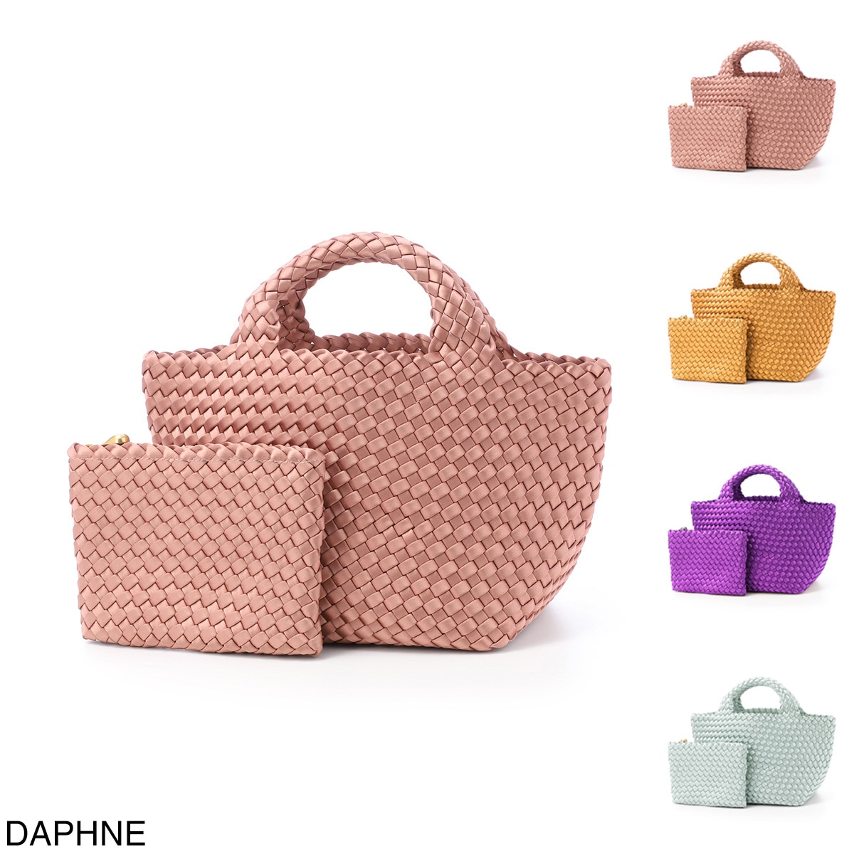 NAGHEDI ナゲディ トートバッグ/ハンドバッグ/St. Barths Small Tote Satin セント バース スモール トート ポーチ付き Sサイズ メッシュ ネオプレン 軽量 編み込み レディース