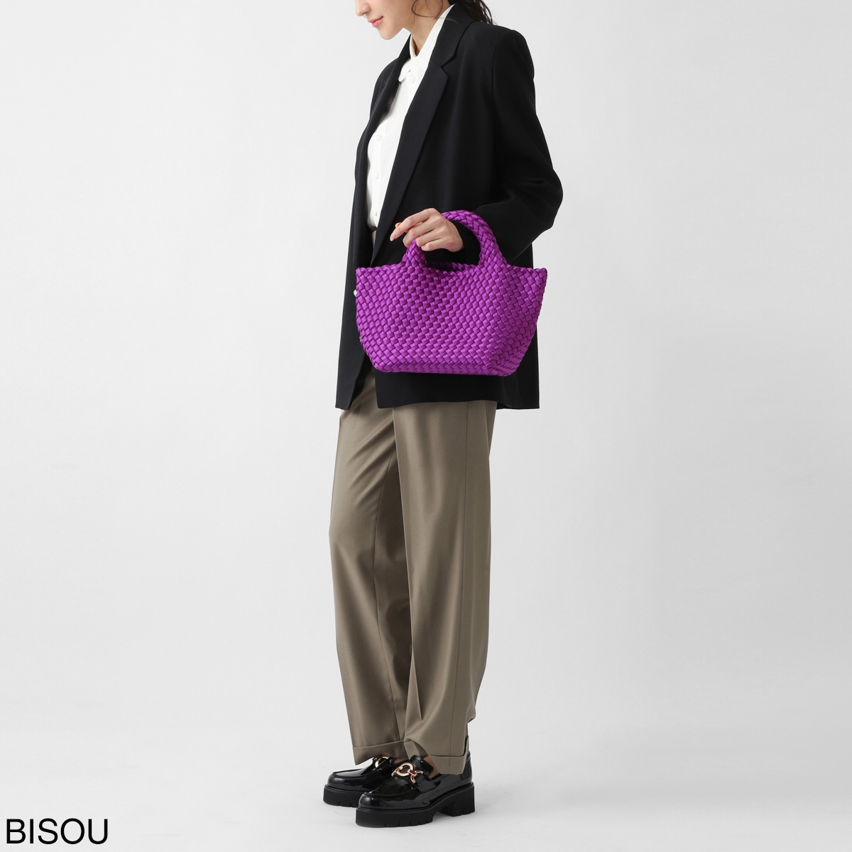 NAGHEDI ナゲディ トートバッグ/ハンドバッグ/St. Barths Small Tote Satin セント バース スモール トート ポーチ付き Sサイズ メッシュ ネオプレン 軽量 編み込み レディース