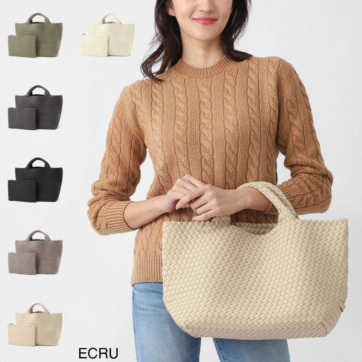 NAGHEDI ナゲディ トートバッグ/St. Barths Medium Tote セント バース ミディアム トート ポーチ付き Mサイズ メッシュ ネオプレン 軽量 編み込み レディース