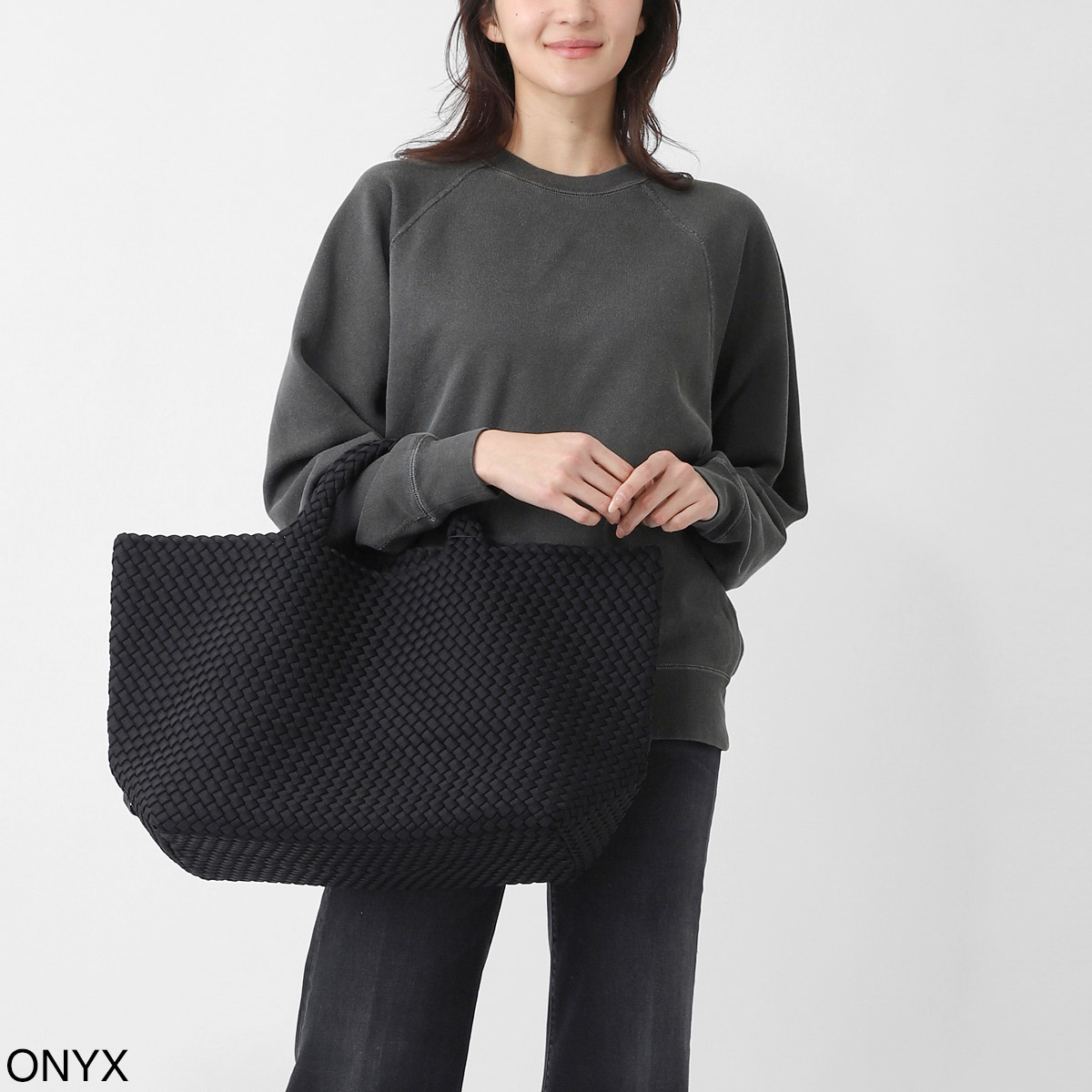 NAGHEDI ナゲディ トートバッグ/St. Barths Large Tote セント バース ラージ トート ポーチ付き Lサイズ 小さめ メッシュ ネオプレン 軽量 編み込み レディース