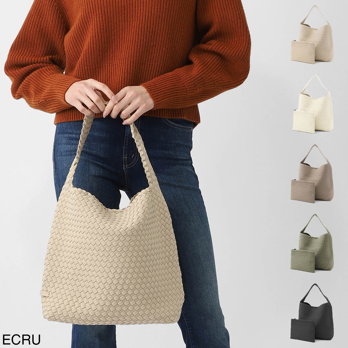 NAGHEDI ナゲディ ショルダーバッグ/Nomad Medium Hobo ノマド ミディアム ホーボー ミニ ハンドバッグ ミニバッグ メッシュ ネオプレン 軽量 編み込み レディース