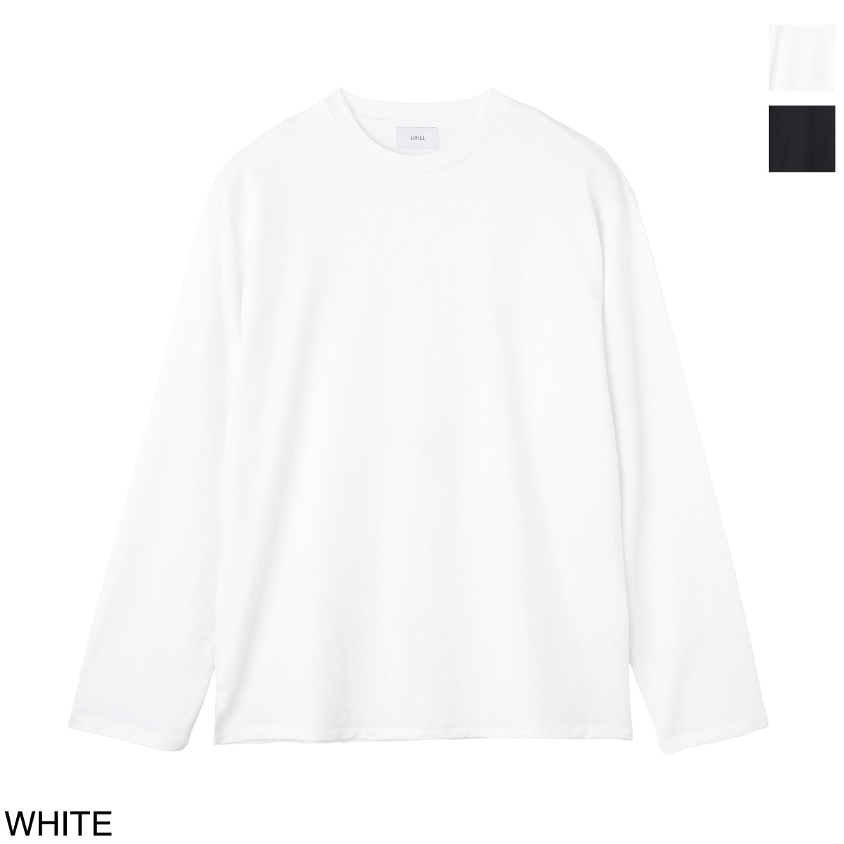 『ネコポス対応(1点まで)』LIFiLL リフィル クルーネック 長袖Tシャツ/ロングスリーブTシャツ/COTTONY SIDE SLIT LONGSLEEVE TEE コットニー 天竺 スリット 【国内正規品】