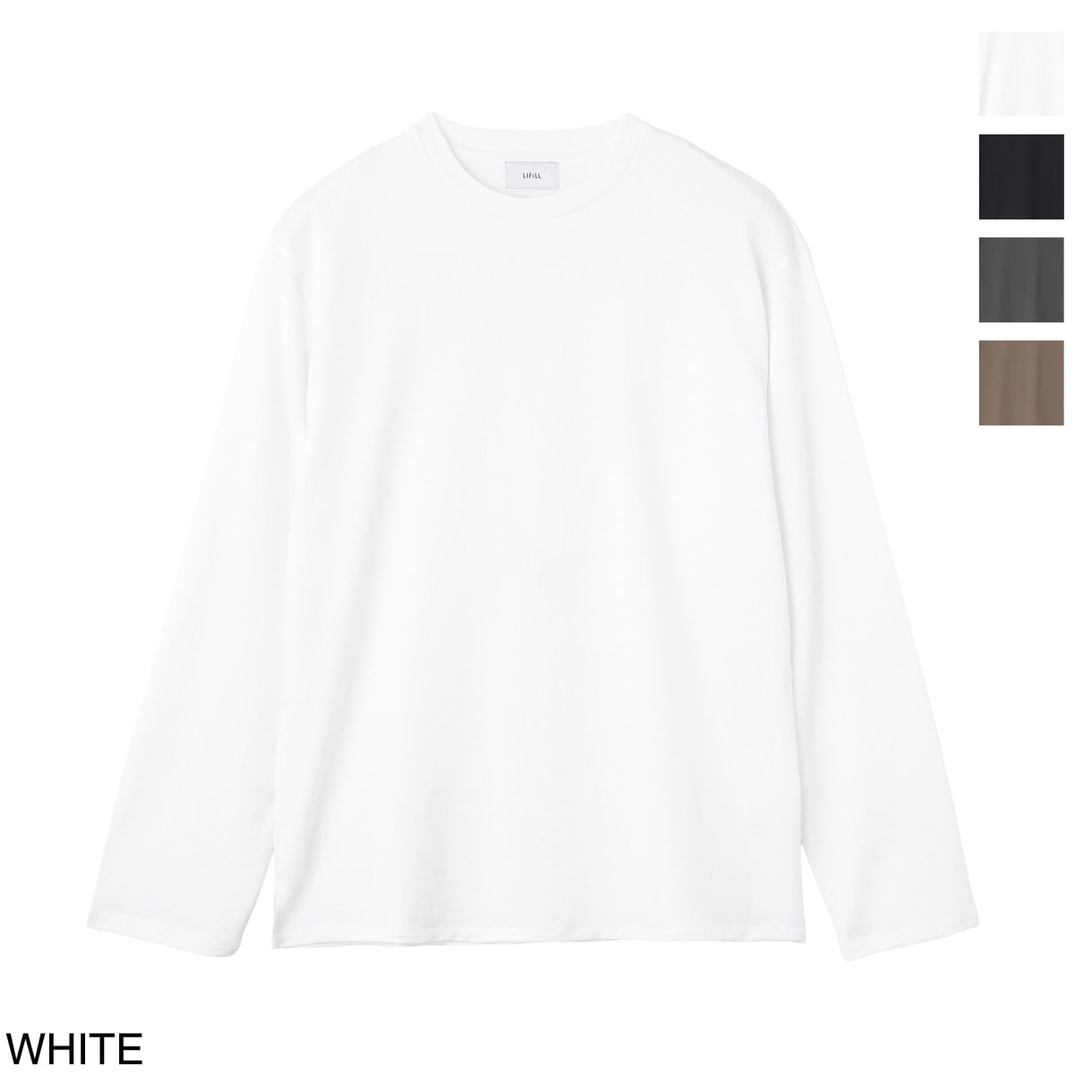 『ネコポス対応(1点まで)』LIFiLL リフィル クルーネック 長袖Tシャツ/ロングスリーブTシャツ/COTTONY SIDE SLIT LONGSLEEVE TEE コットニー 天竺 スリット 【国内正規品】
