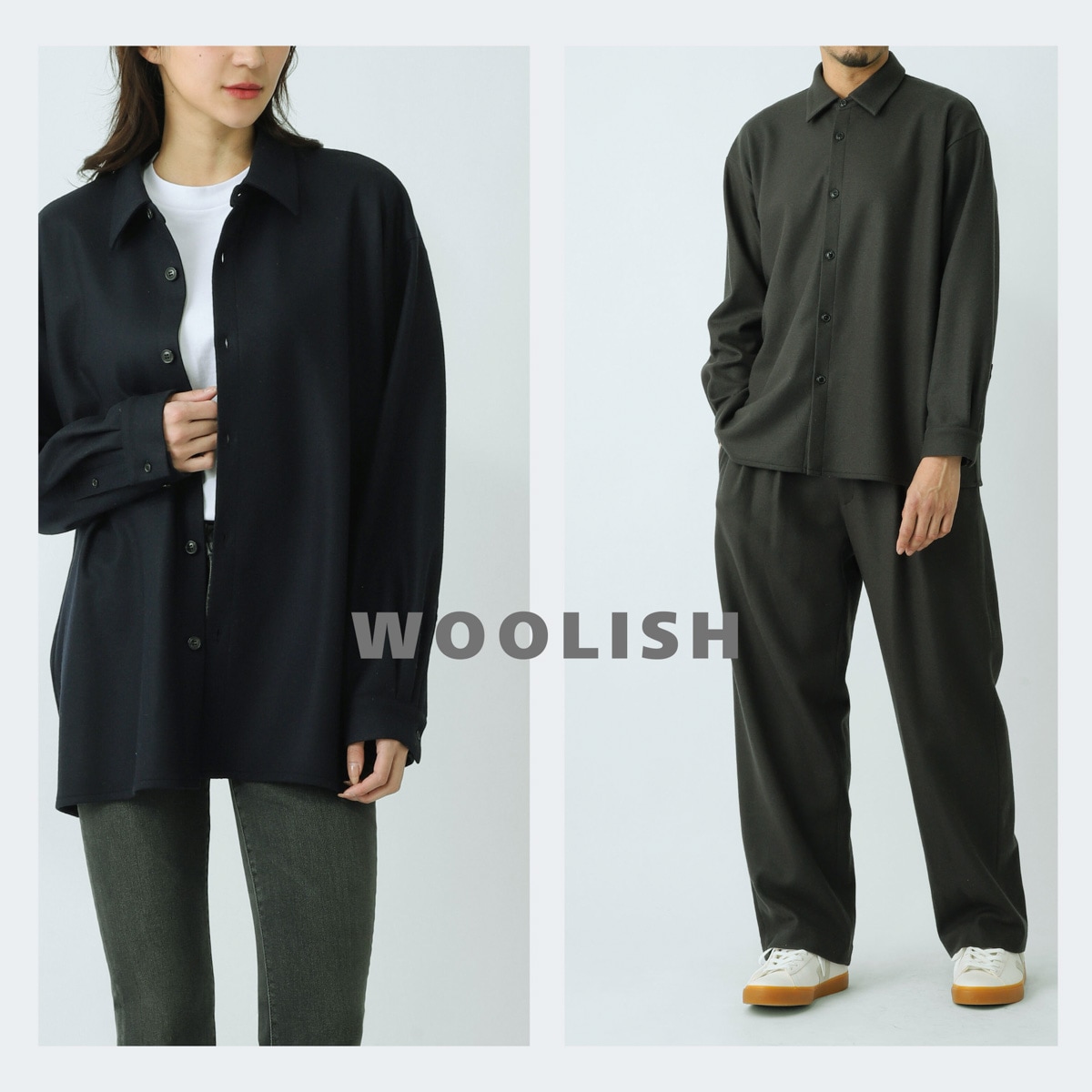 LIFiLL リフィル 長袖レギュラーカラーシャツ/オーバーシャツ/WOOLISH MILLED SMOOTH SHIRT ウーリッシュ ミルドスムース SUPER140'S ピュアウール シャツアウター シャツジャケット 【国内正規品】