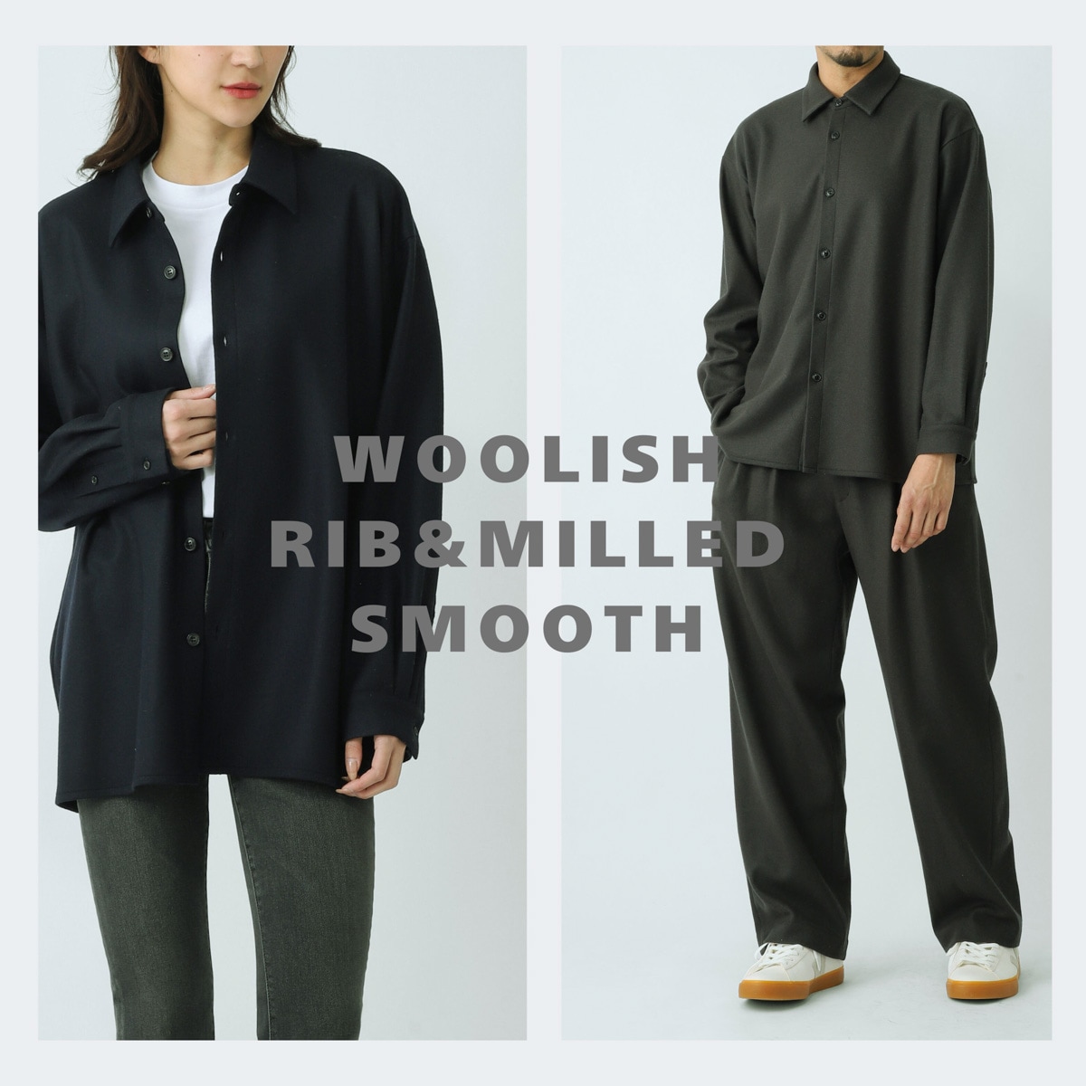LIFiLL リフィル 長袖レギュラーカラーシャツ/オーバーシャツ/WOOLISH MILLED SMOOTH SHIRT ウーリッシュ ミルドスムース SUPER140'S ピュアウール シャツアウター シャツジャケット 【国内正規品】