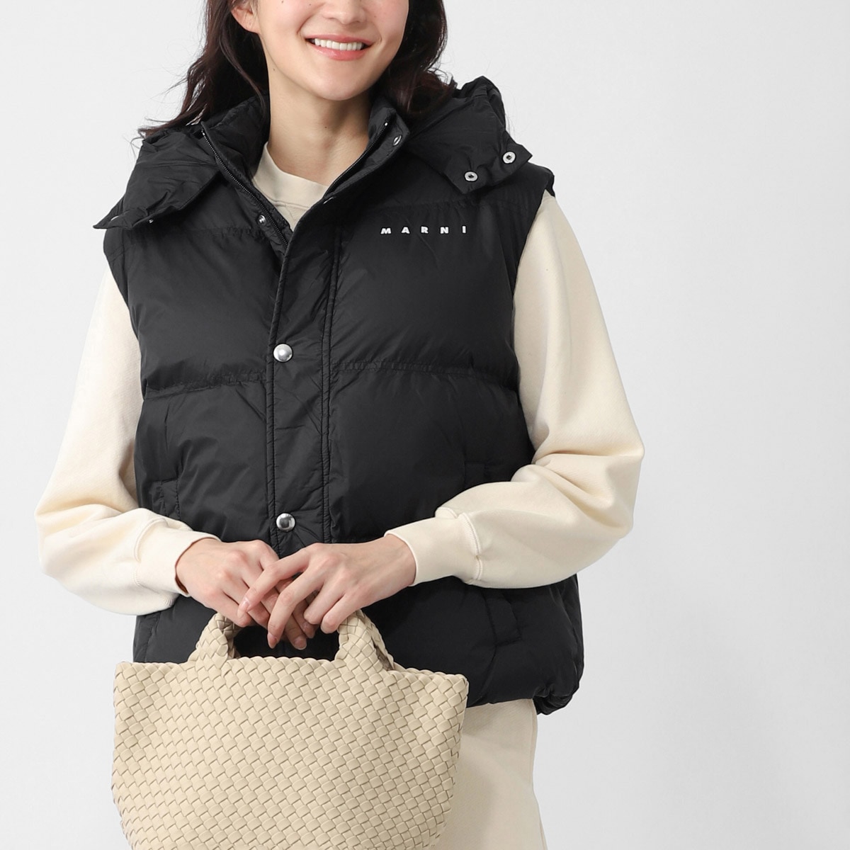 MARNI マルニ 中綿入りベスト/KIDS キッズ ガールズ ボーイズ/ロゴ スタンドネック フーディー 2WAY レディース