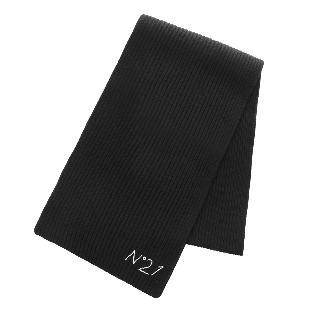 N°21 ヌメロヴェントゥーノ マフラー/KIDS キッズ ガールズ/リブ ニット スカーフ ロゴ刺繍 レディース