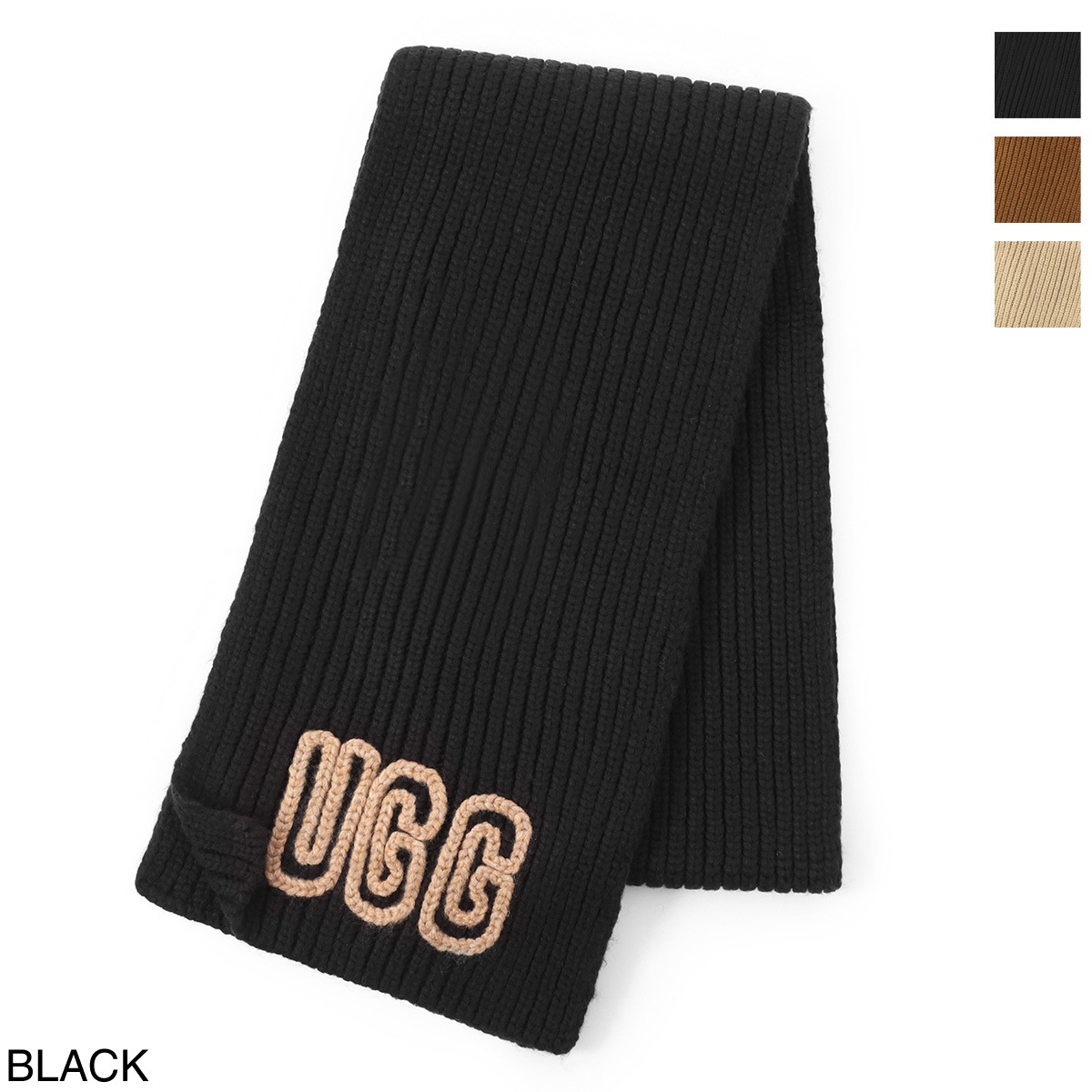 UGG Australia アグオーストラリア マフラー/W CHUNKY CRAFTED RIB SCARF ロゴ リブニット レディース