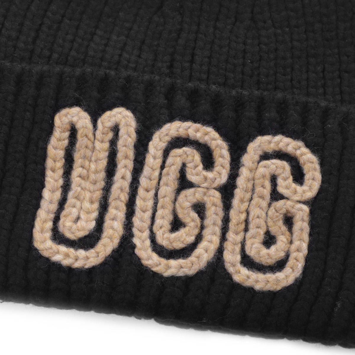 『ネコポス対応(1点まで)』UGG Australia アグオーストラリア ニットキャップ/ビーニー/W CHUNKY CRAFTED RIB BEANIE ロゴ リブニット レディース
