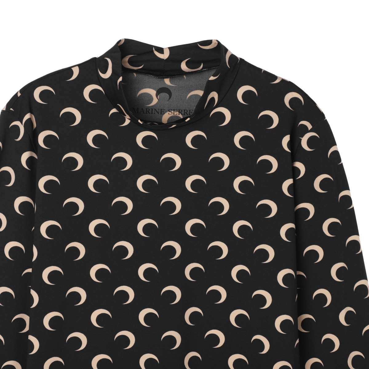 MARINE SERRE マリーン セル ハイネックカットソー/MOON PRINTED JERSEY LS HIGHNECK TOP 三日月 モチーフ ジャージー レディース