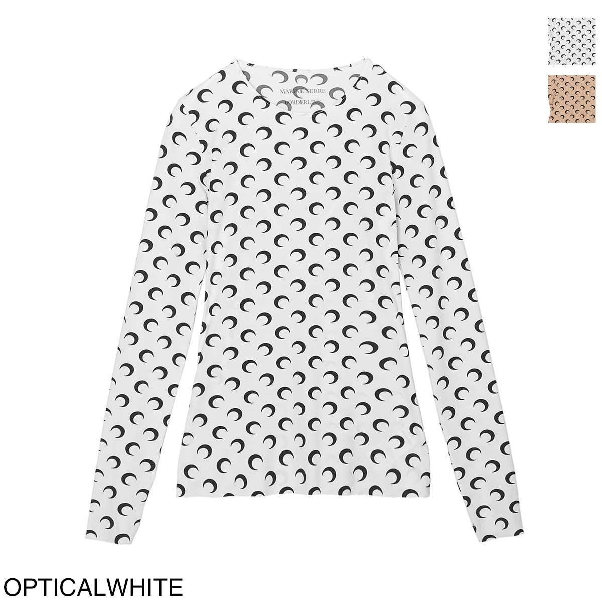 MARINE SERRE マリーン セル クルーネック長袖カットソー/MOON PRINTED JERSEY LS CREWNECK TOP 三日月 モチーフ ジャージー レディース