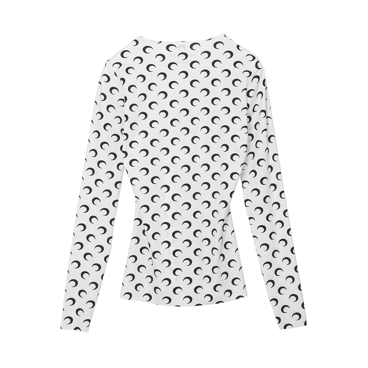 MARINE SERRE マリーン セル クルーネック長袖カットソー/MOON PRINTED JERSEY LS CREWNECK TOP 三日月 モチーフ ジャージー レディース