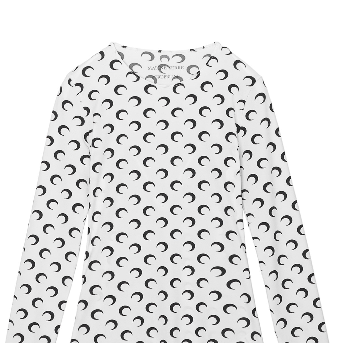 MARINE SERRE マリーン セル クルーネック長袖カットソー/MOON PRINTED JERSEY LS CREWNECK TOP 三日月 モチーフ ジャージー レディース