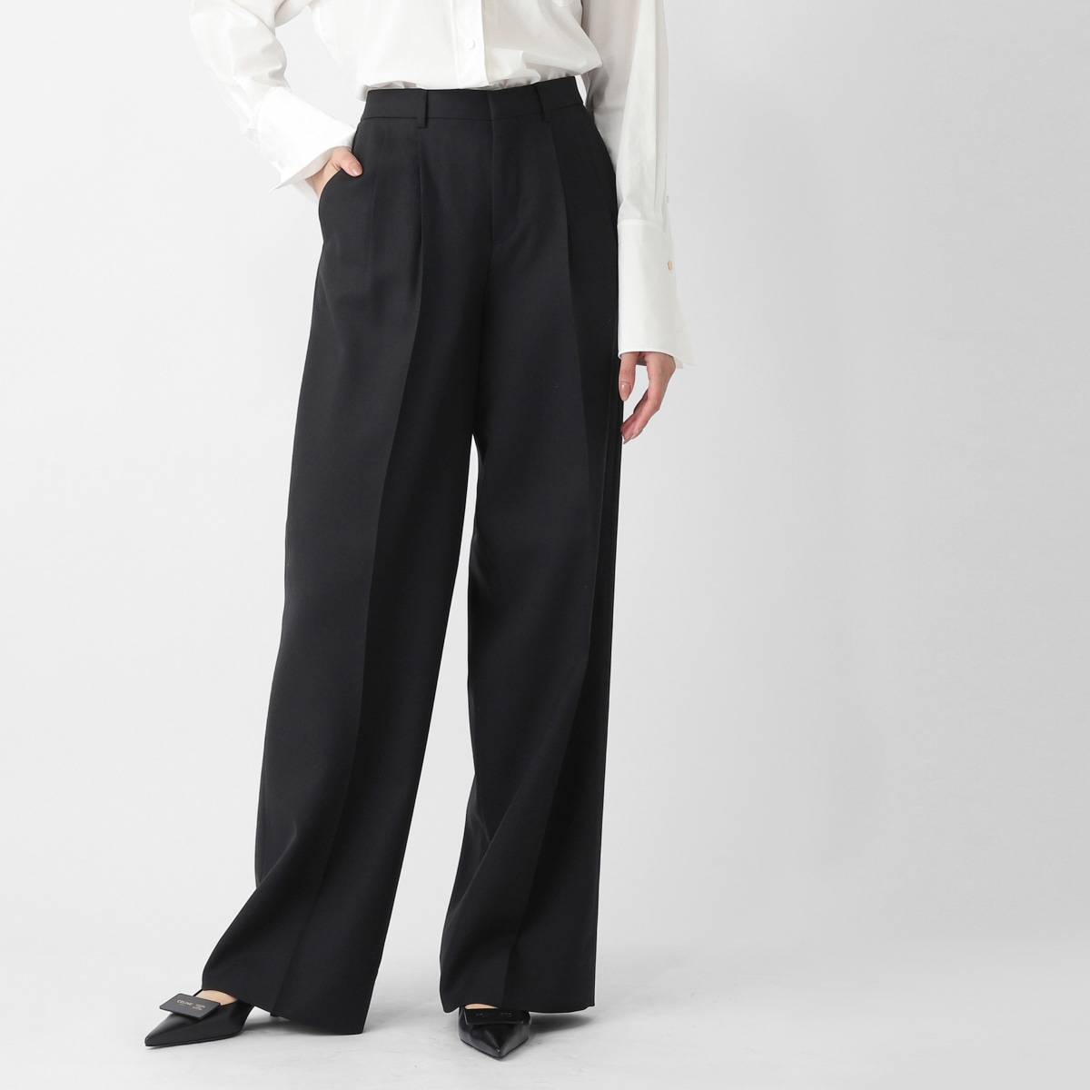 CELINE セリーヌ ウールパンツ/プリーツパンツ/PLEATED TROUSERS レディース