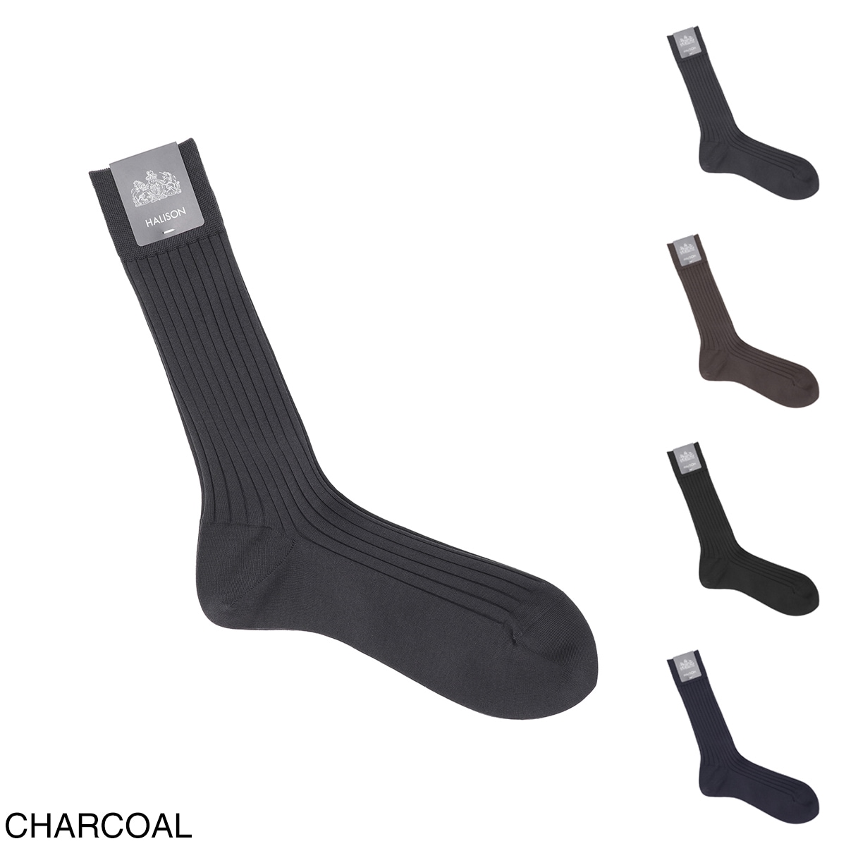 『ネコポス対応(5点まで)』HALISON ハリソン 靴下/ソックス/スーピマ ハイゲージ リブソックス CL 相当サイズ:25～26cm メンズ