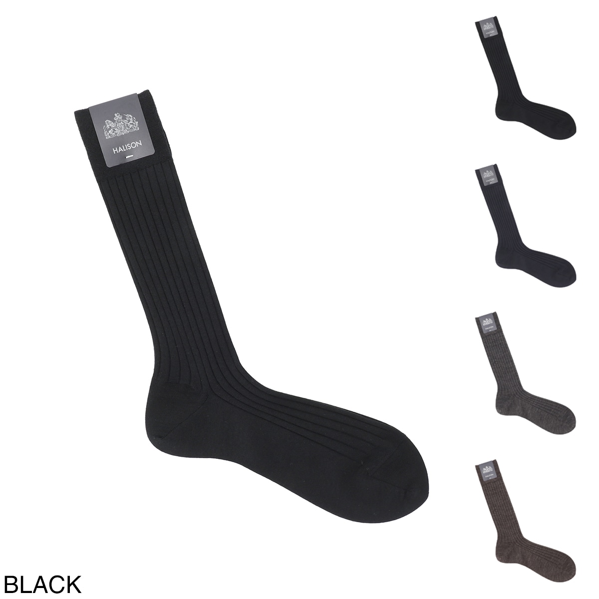 『ネコポス対応(5点まで)』HALISON ハリソン 靴下/ソックス/NZメリノ ハイゲージ リブソックス CL 相当サイズ:25～26cm メンズ