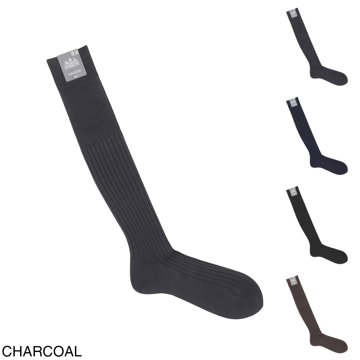 『ネコポス対応(5点まで)』HALISON ハリソン 靴下/ソックス/スーピマ ハイゲージ リブ ロングホーズ CL 相当サイズ:27～28cm メンズ