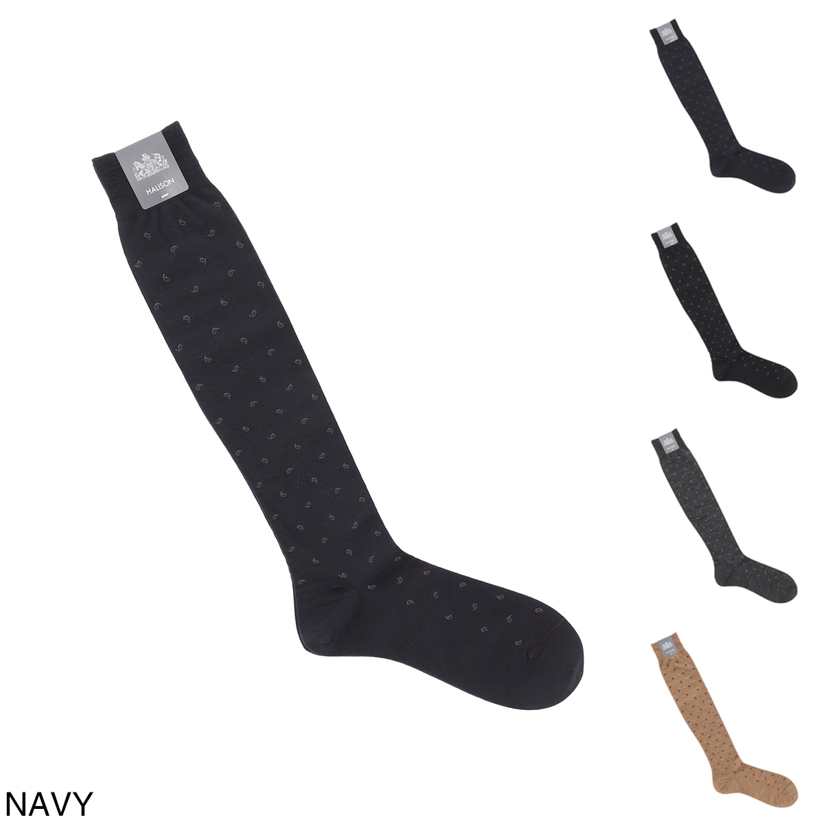 『ネコポス対応(3点まで)』HALISON ハリソン 靴下/ソックス/NZメリノ ペイズリー ロングホーズ CL 相当サイズ:25～27cm メンズ