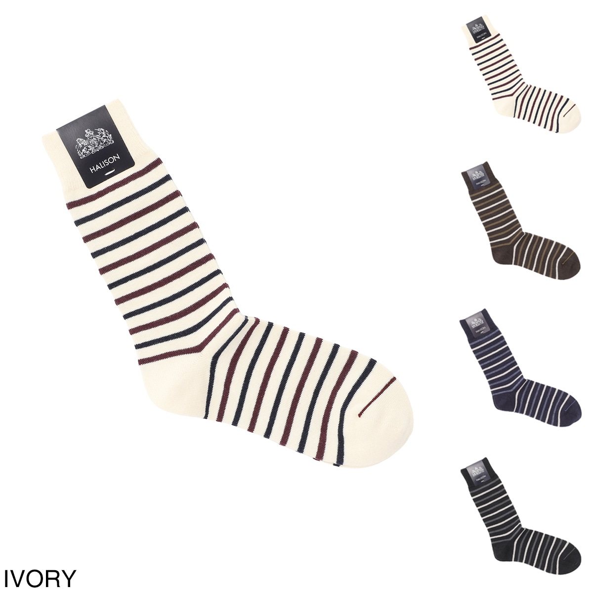 『ネコポス対応(3点まで)』HALISON ハリソン 靴下/ソックス/ラグジュアリ トリコロールボーダーソックス 相当サイズ:25～27cm メンズ