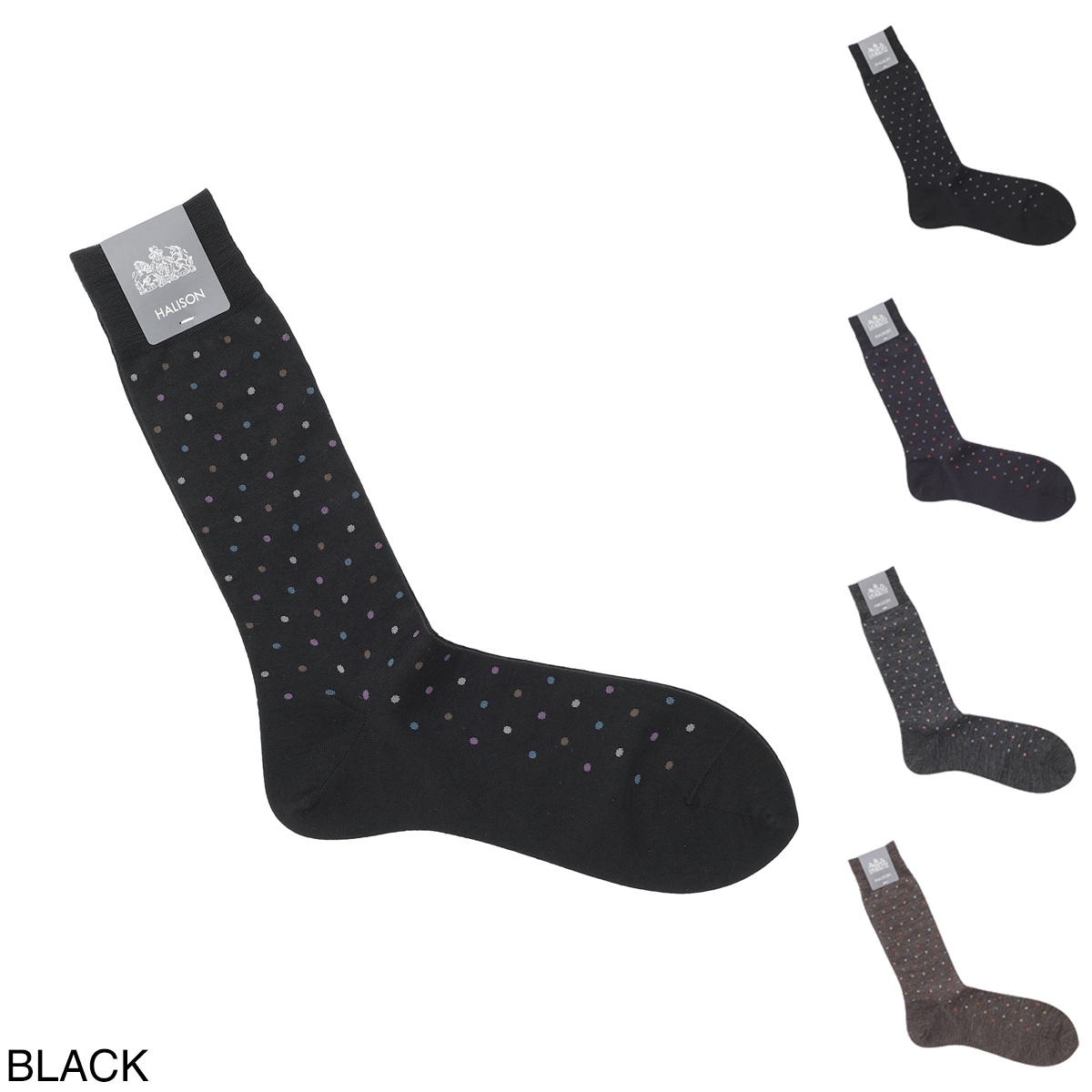 『ネコポス対応(5点まで)』HALISON ハリソン 靴下/ソックス/NZメリノ カラフルドット ソックス CL 相当サイズ:25～27cm メンズ