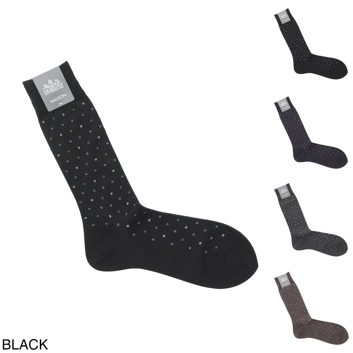 『ネコポス対応(5点まで)』HALISON ハリソン 靴下/ソックス/NZメリノ カラフルドット ソックス CL 相当サイズ:25～27cm メンズ