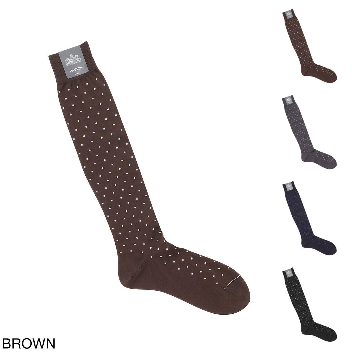 『ネコポス対応(3点まで)』HALISON ハリソン 靴下/ソックス/スーピマ ミドルドット ロングホーズ CL 相当サイズ:25～27cm メンズ
