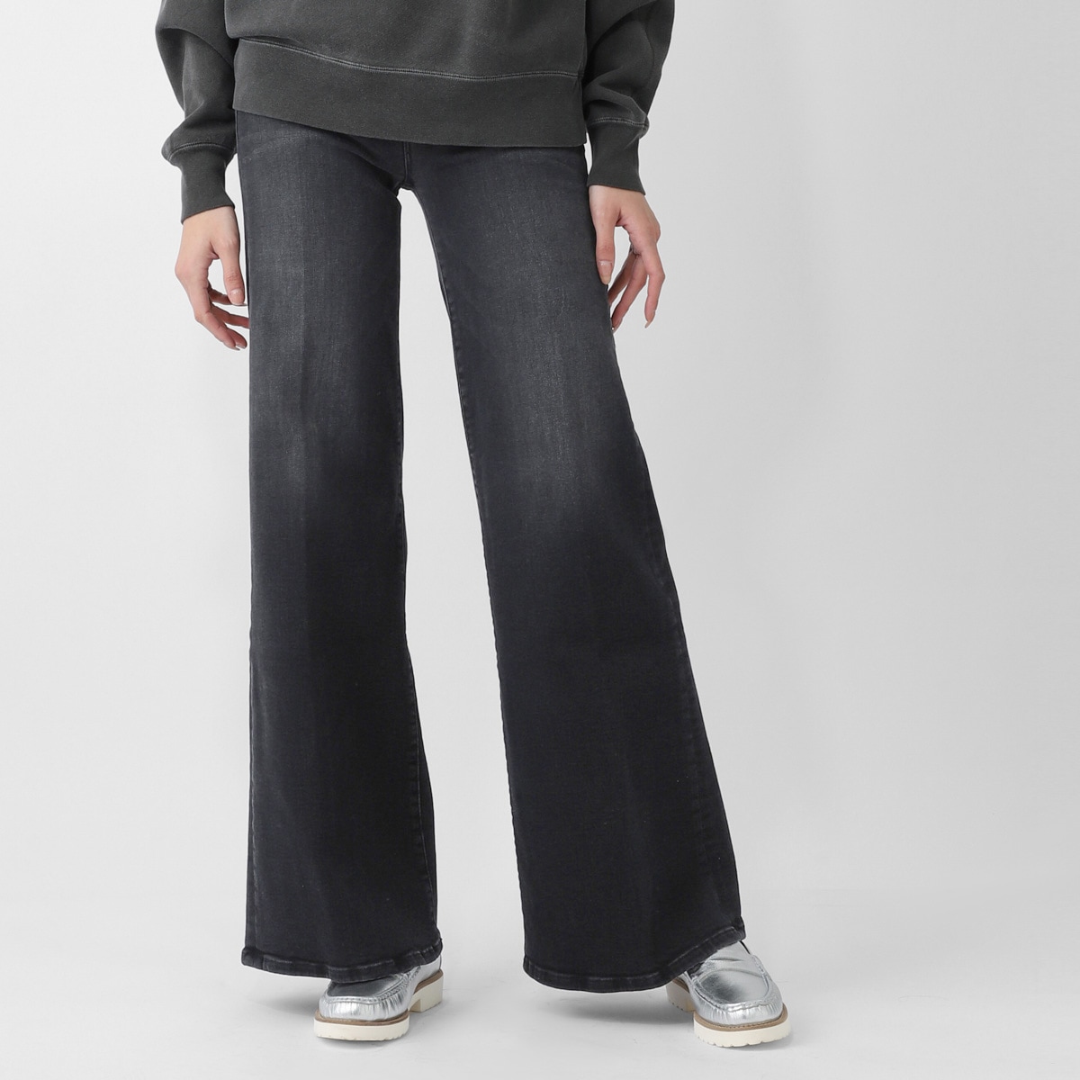 MOTHER マザー ジップフライジーンズ/ワイドフレアジーンズ/THE HUSTLER ROLLER SNEAK ワイド ストレート フレアデニムパンツ レディース