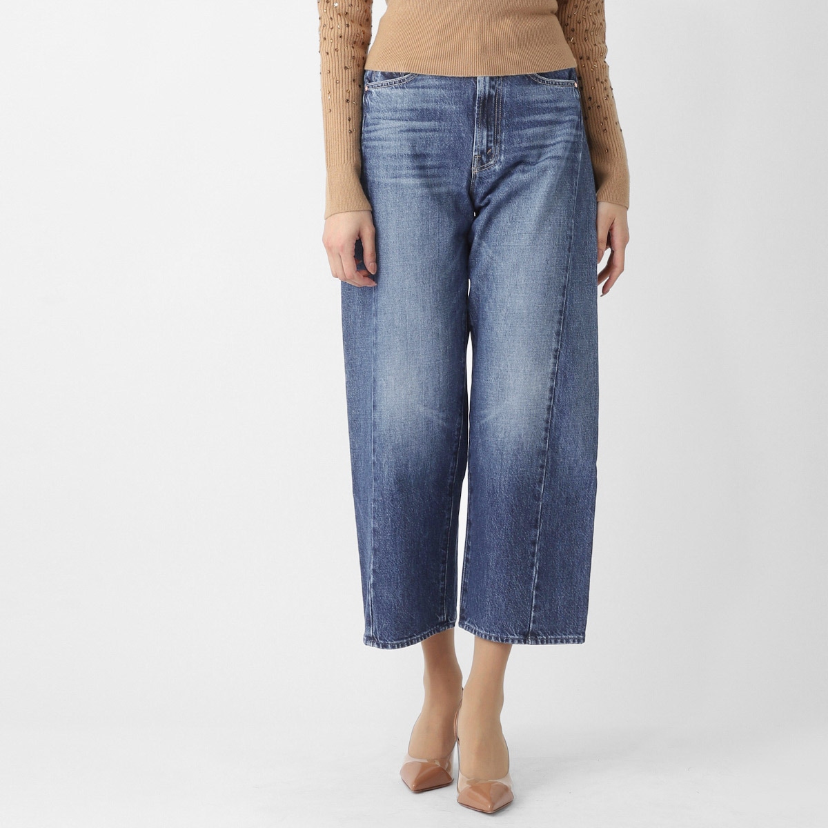 MOTHER マザー ジップフライジーンズ/THE HALF PIPE ANKLE ワイドカーブ デニムパンツ アンクル丈 レディース