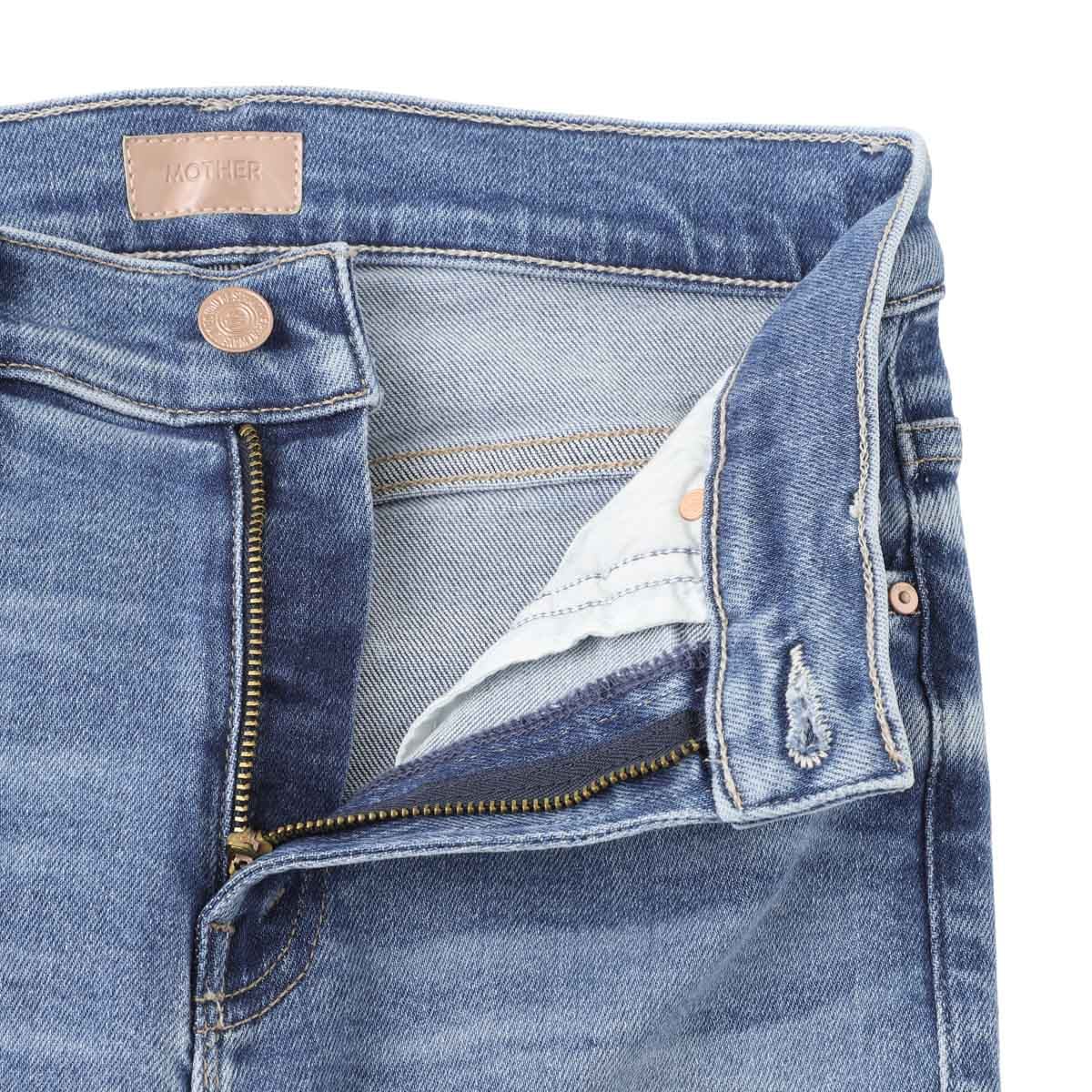 MOTHER マザー ジップフライジーンズ/フレアジーンズ/THE INSIDER CROP STEP FRAY ストレッチ フレア デニムパンツ クロップド丈 切りっぱなし レディース