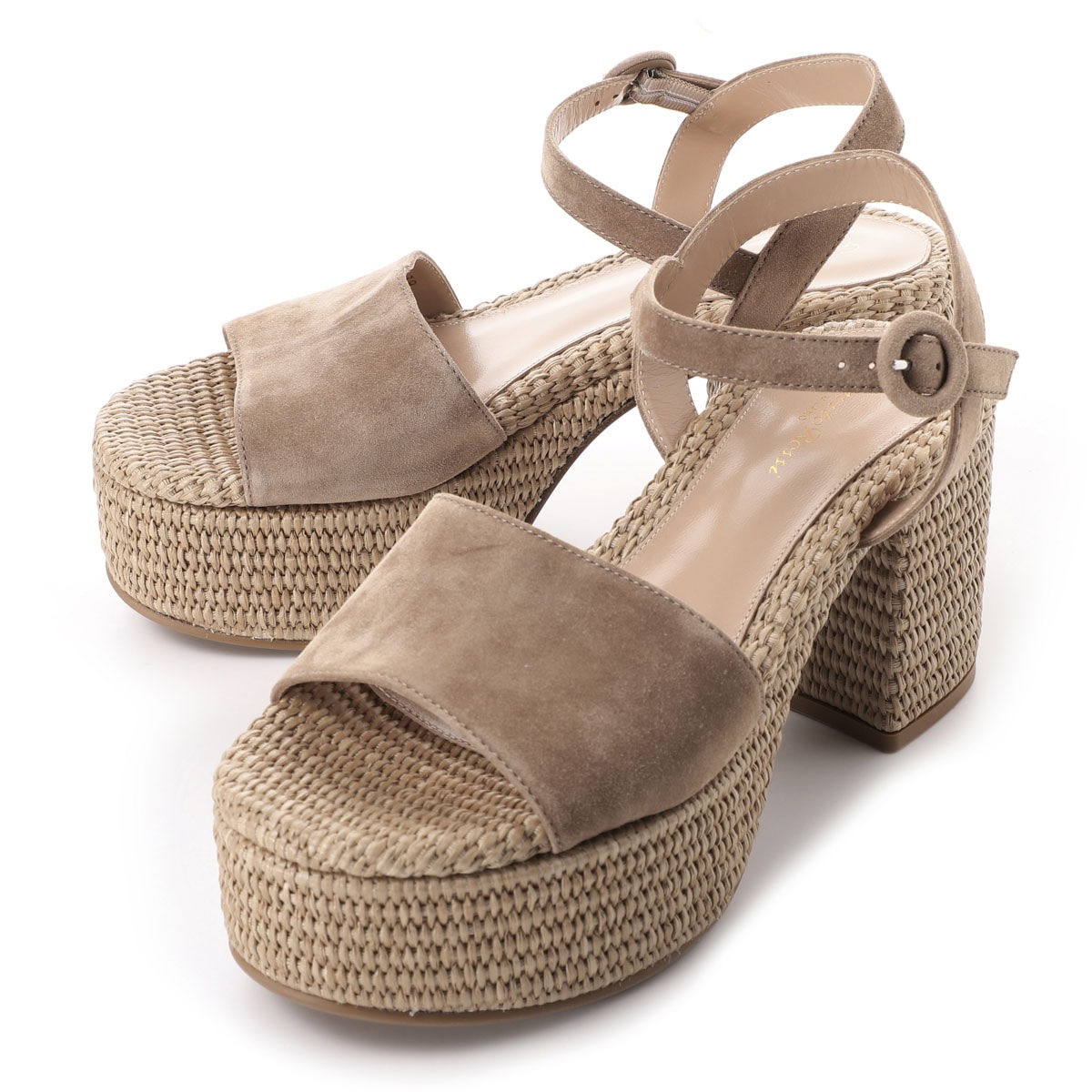 GIANVITO ROSSI ジャンヴィト ロッシ サンダル/CAROL ラウンドトゥ 75mmブロックヒール 40mmプラットフォーム ストラップ レディース