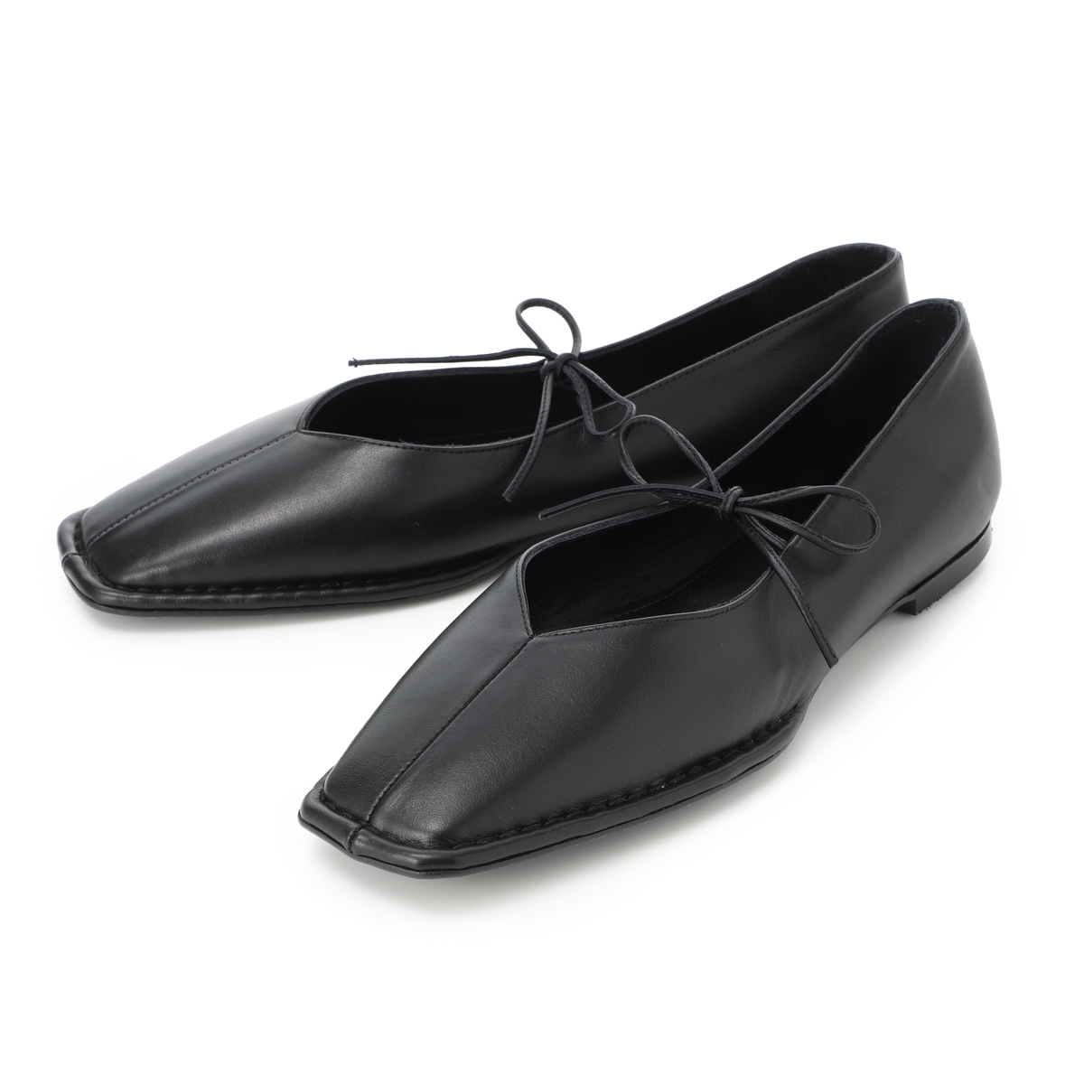 ALOHAS アロハス バレエシューズ/フラットシューズ/Sway Leather Ballet Flats セルフタイリボン スクエアトゥ【大きいサイズあり】 レディース