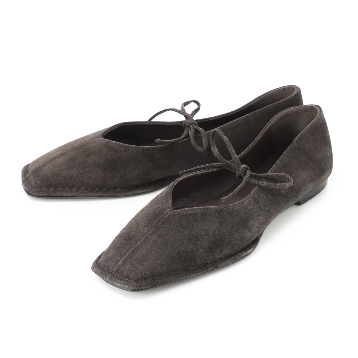 ALOHAS アロハス バレエシューズ/フラットシューズ/Sway Suede Leather Ballet Flats セルフタイリボン スクエアトゥ スエード【大きいサイズあり】 レディース