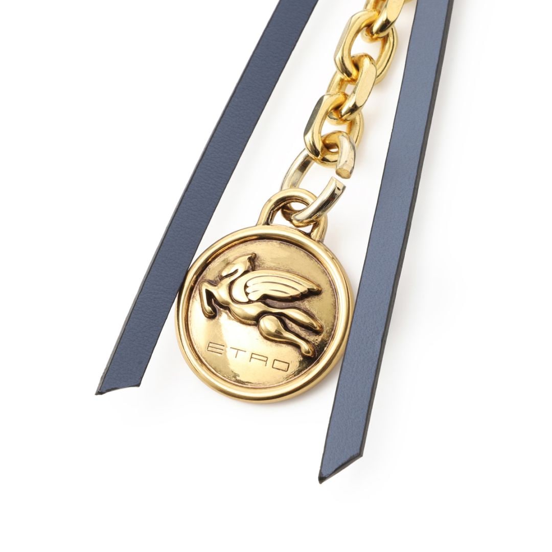 ETRO エトロ キーチャーム/バッグチャームMIX/LEATHER CHARM WITH CHAIN AND PEGASO COIN ペガソ コイン レザー チャーム レディース
