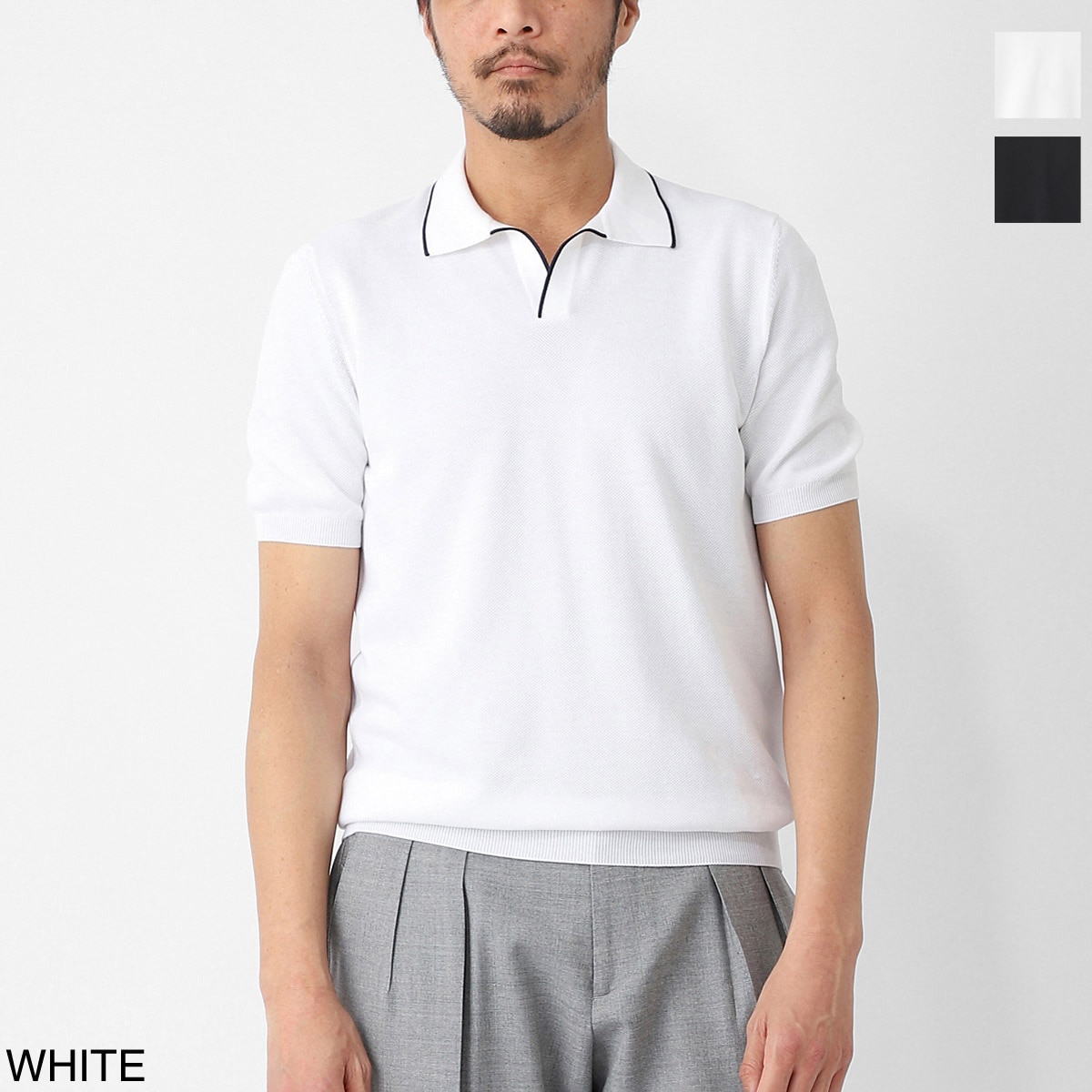 Gran Sasso グランサッソ ニットポロシャツ/スキッパーポロシャツ/SKIPPER M/M FRESH COTTON フレッシュコットン【大きいサイズあり】 メンズ
