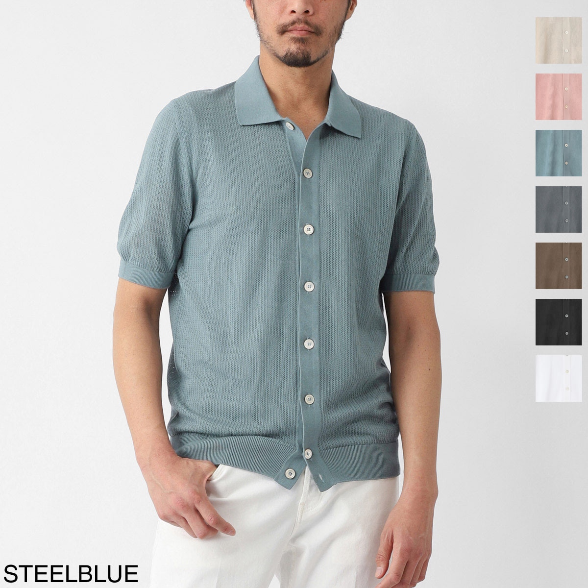 Gran Sasso グランサッソ 半袖ニットシャツ/FRESH COTTON SHORT SLEEVE KNIT SHIRT フレッシュコットン【大きいサイズあり】 メンズ