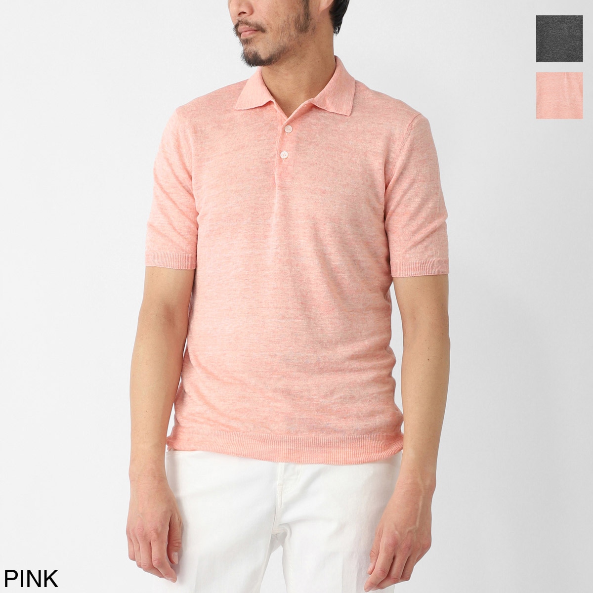 Gran Sasso グランサッソ ニットリネンポロシャツ/KNITTED LINEN POLO【大きいサイズあり】 メンズ