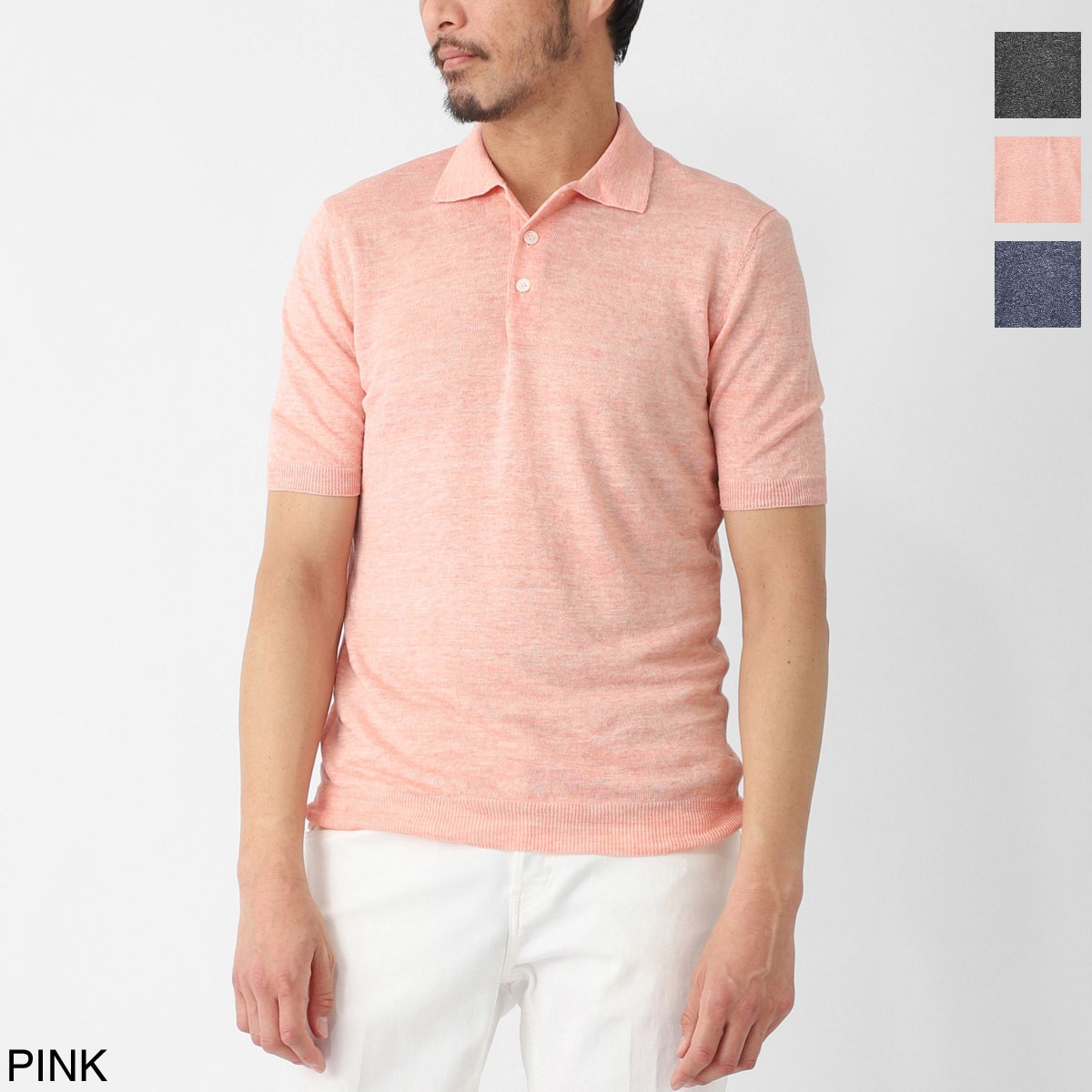 Gran Sasso グランサッソ ニットリネンポロシャツ/KNITTED LINEN POLO【大きいサイズあり】 メンズ