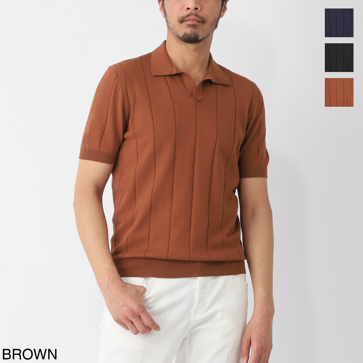 Gran Sasso グランサッソ ニットポロシャツ/スキッパーポロシャツ/SKIPPER M/M FRESH COTTON フレッシュコットン【大きいサイズあり】 メンズ