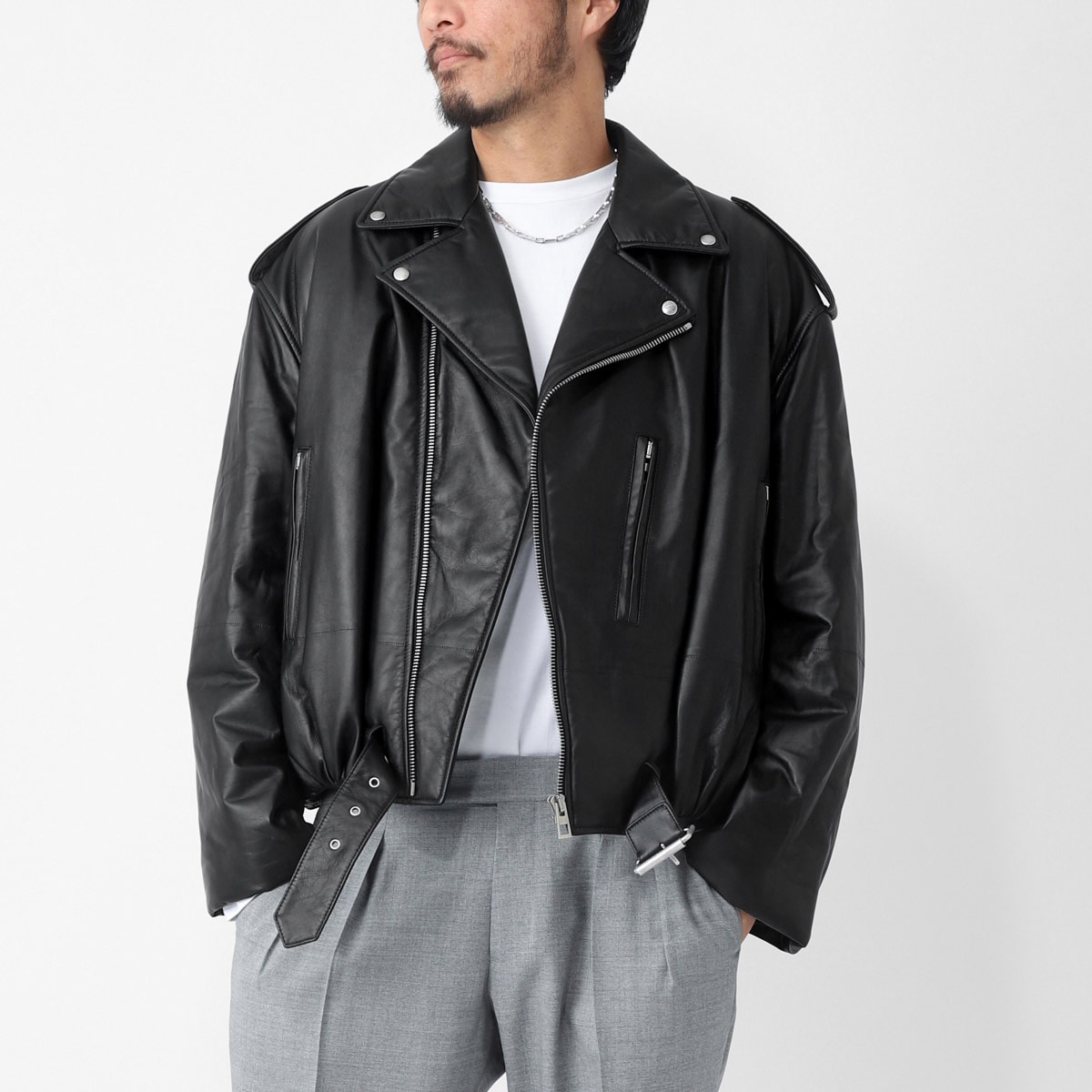 LOEWE ロエベ レザージャケット/バイカージャケット/BALLOON BIKER JACKET バルーン バイカージャケット メンズ