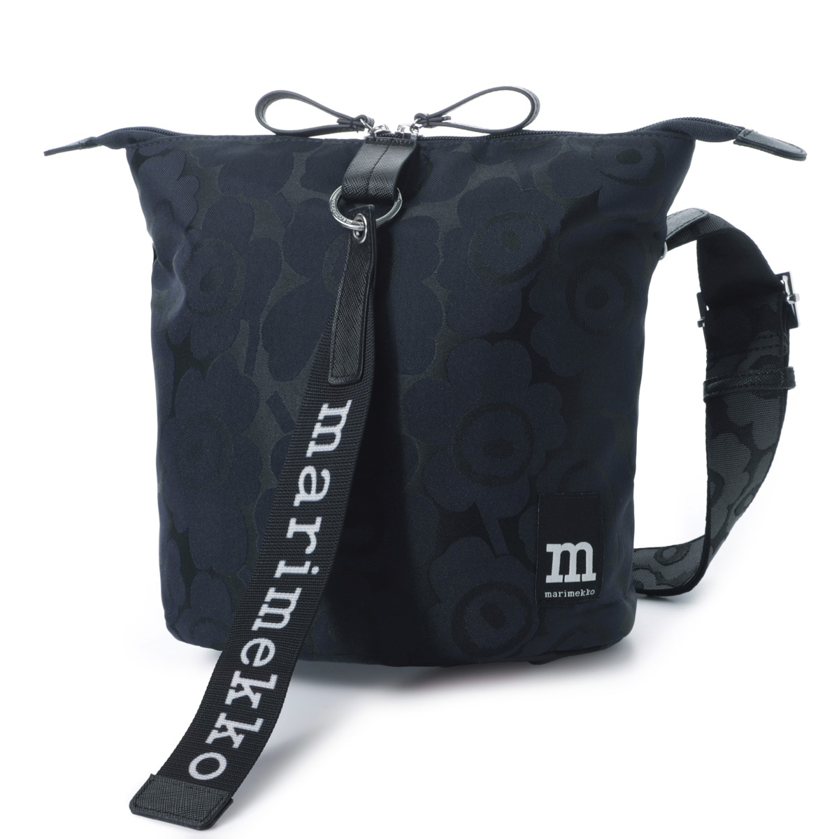 【美品】マリメッコ　ボディバッグ　ブラック　ロゴ入り marimekko マリメッコ ショルダーバッグ/クロスボディバッグ/Carry All