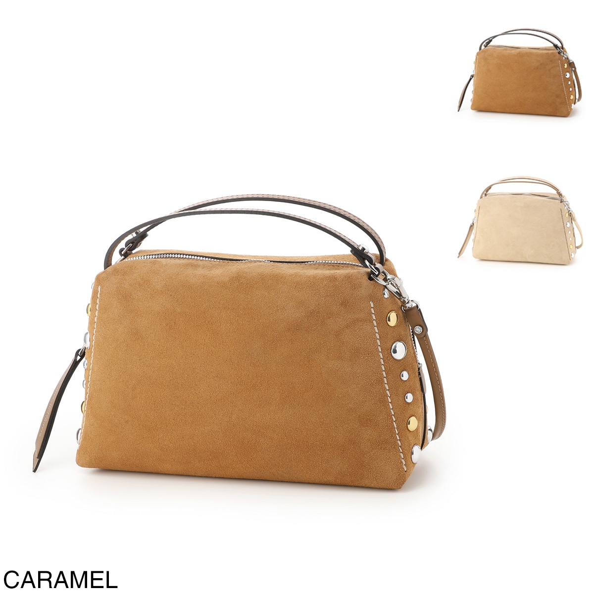 GIANNI CHIARINI ジャンニ キアリーニ ハンドバッグ 2WAY/ショルダーバッグ/ALIFA M アリファ スタッズ ステッチディテール スエード レディース