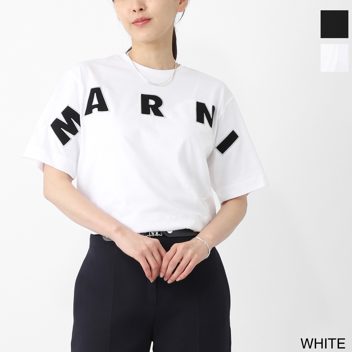 MARNI マルニ クルーネックTシャツ/KIDS キッズ ガールズ/ロゴ刺繍 Ｔシャツ レディース