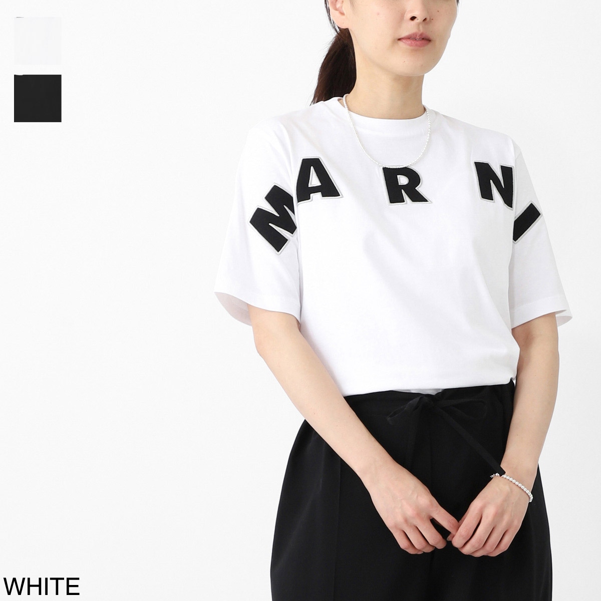 MARNI マルニ クルーネックTシャツ/KIDS キッズ ガールズ/ロゴ刺繍 Ｔシャツ レディース