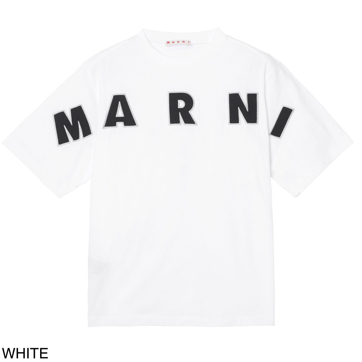【アウトレット】【ラスト1点】MARNI マルニ クルーネックTシャツ/KIDS キッズ ガールズ/ロゴ刺繍 Ｔシャツ レディース