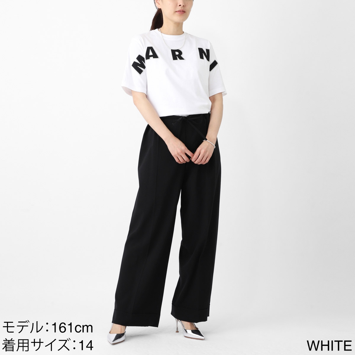 【アウトレット】【ラスト1点】MARNI マルニ クルーネックTシャツ/KIDS キッズ ガールズ/ロゴ刺繍 Ｔシャツ レディース