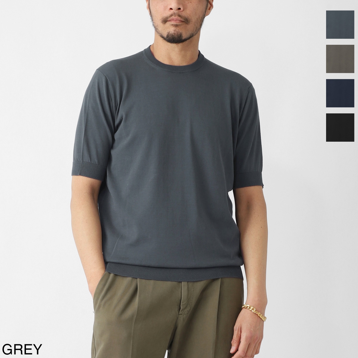 FILIPPO DE LAURENTIIS フィリッポ デ ローレンティス クルーネック 半袖ニット【大きいサイズあり】 メンズ