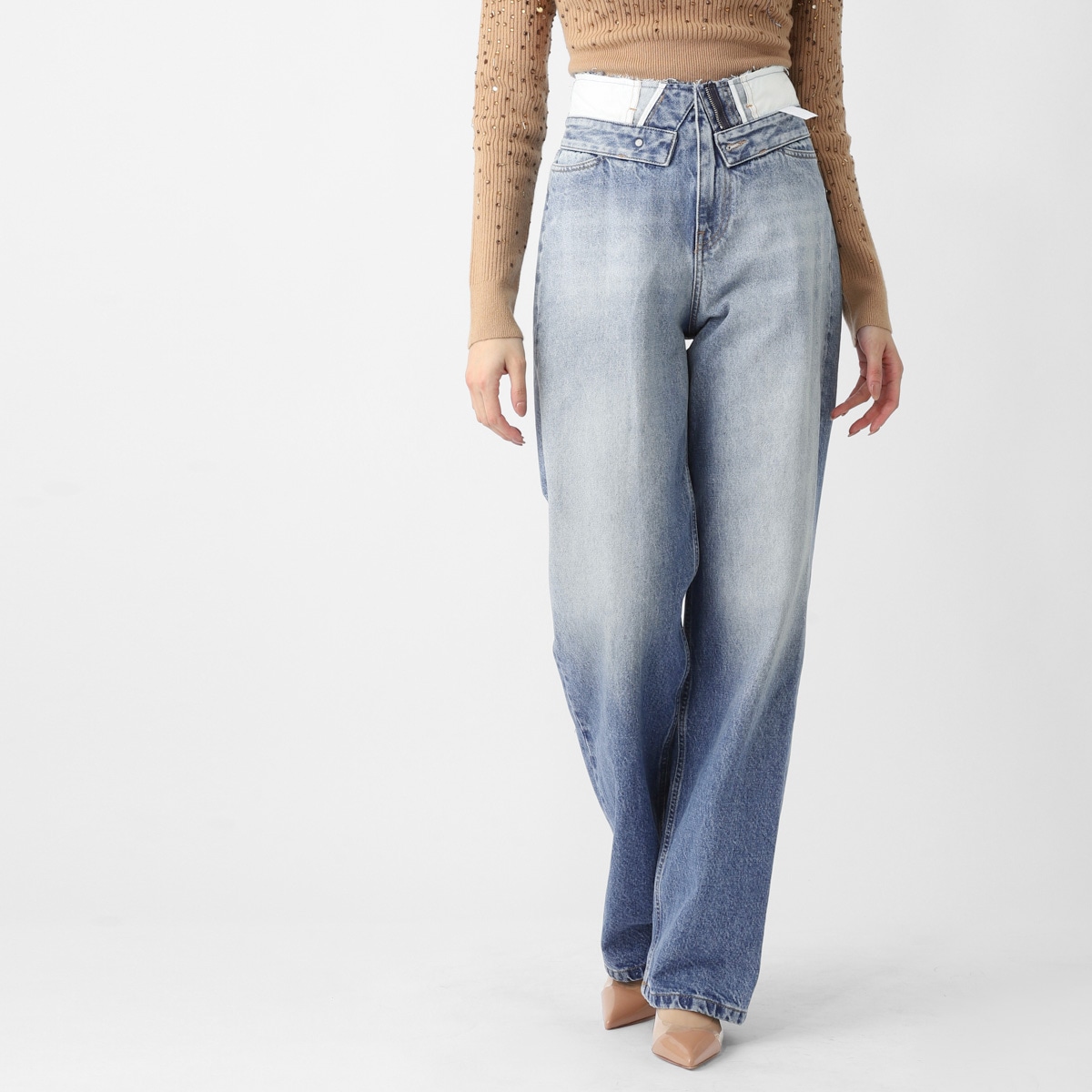MM6 Maison Margiela エムエム 6 メゾンマルジェラ ジップフライジーンズ/STRAIGHT-LEG JEANS ストレートレッグジーンズ レディース