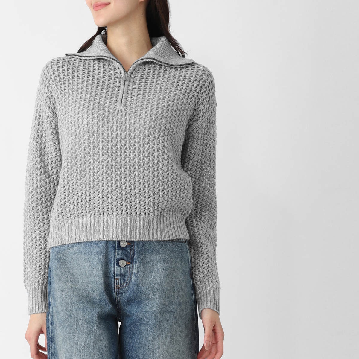 Max Mara マックスマーラ ハーフジップ ニット/TEQUILA ウール カシミヤ メッシュニット ハイネック レディース